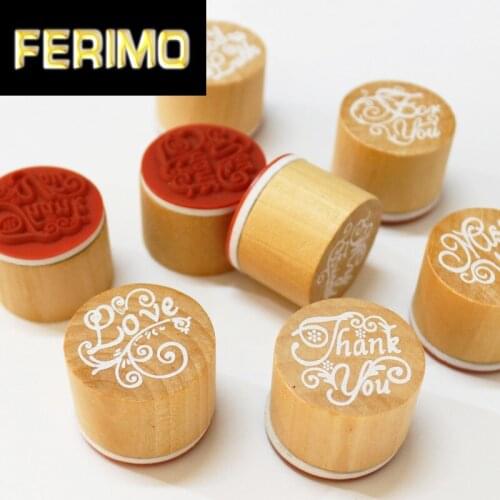 1pc Thank You Wood Rubber Stamp for Scrapbooking Blessing Greeting Letter For You Good Luck Handmade Craft Round Wooden Stamp