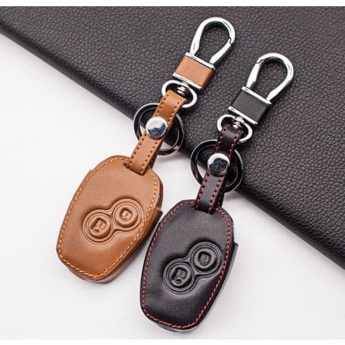 100% Leather Car Key Case Cover For Renault DACIA Sandero Captur Twingo Megane Scenic Kangoo Modus 2 Buttons Protective Shell