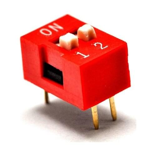100pcs/lot 2 Position DIP Switch 2P 2.54mm Pitch 2 Row 4 Pin Slide DIP Switch Red Color
