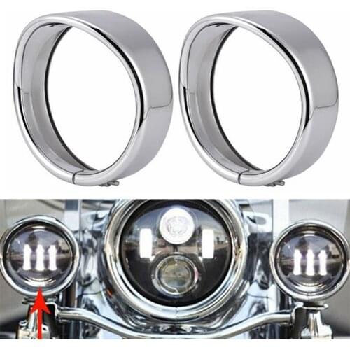 2Pcs 4.5inch Protective Motorcycle Light Visor Style Passing Lamp Trim Ring