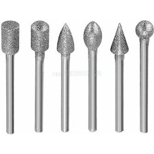 20Pcs 3mm Durable Shank Diamond Burr Bit Cut Engraving Carving Rotary Drill Bits
