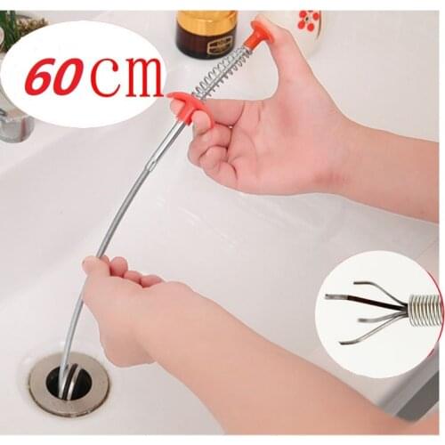 60cm Flexible Sink Claw Pick Up Kitchen Cleaning Tools Pipeline Dredge Sink Hair Brush Cleaner Bend Sink Tool With Spring Grip