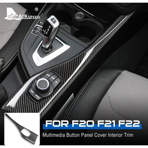 AIRSPEED LHD for BMW 1 2 Series F20 F21 F22 Accessories Real Carbon Fiber Sticker Car Multimedia Knob Panel Cover Interior Trim