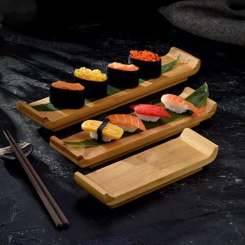 1Pc Bamboo Sushi Plate Japanese Sashimi Sushi Plate Wooden Dishes for Kitchen Tool