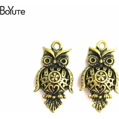 BoYuTe (20 Pieces/Lot) 21*14MM Antique Bronze Plated Metal Alloy Lovely Hollow Owl Animal Charms Pendants for Jewelry Findings