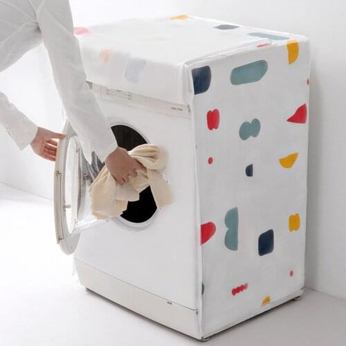 Waterproof Washing Machine Dust Cover PEVA Roller Flip Washing Machine Cover Floral Geometric Washing Machine Dust Cover ZH382