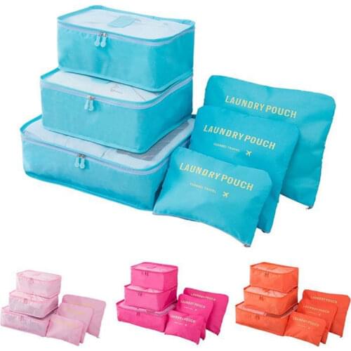 Nylon Travel kit 6PCs/Set Storage Bag Clothing Organizer Men And Women High Capacity Travel Bag Packing Cubes Makeup Travel Bags