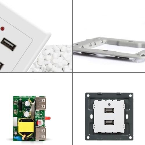 K1KA 2/4 Ports USB Electrical Socket Station Power Adapter Plug Outlet 110V-250V for Home Office Use Wall Mounting Charger