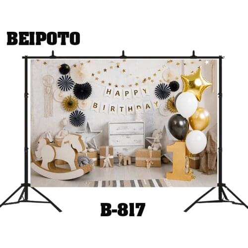 Baby 1st Birthday Party backdrop interior balloon Teddy Bear blue pink girl boy Portrait Photo Background cake smash decoration