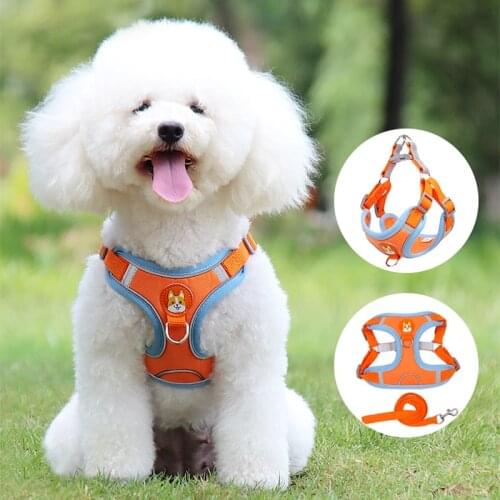 Pet Dog harness and leash set Reflect light Adjustable Harnesses Dogs No Pull Outdoors Travel Dog Vest Cute Pet Accessories