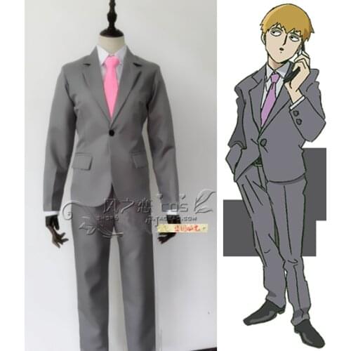 2017 Anime Mob Psycho 100 Arataka Reigen Cosplay Costume Daily Suit Uniform Outfit Halloween Costumes for Men Adult Custom Made