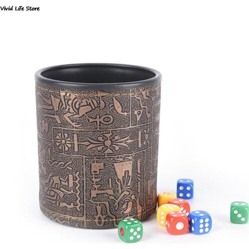 Brown Leather Rune Dice Cup For Gambling Game Dice KTV Drinking Dice Without Dice