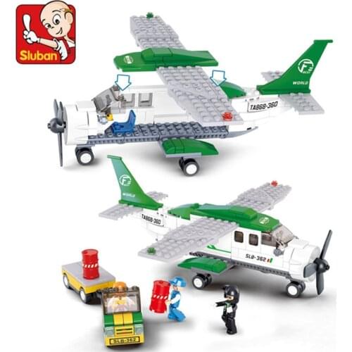 SLUBAN City Aviation Small Private Transport Aircraft Airplane MOC Figures Building Blocks Bricks Classic Model Toys For Kids