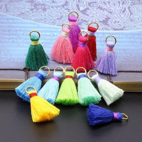 25mm Metal Ring Mini Cotton Tassel Multicolor Tassels Handmade Bookmark Pendant Jewelry DIY Sewing Craft Garment Home Decoration