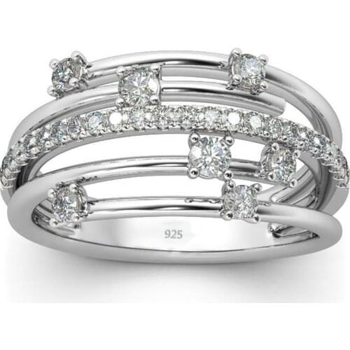 Szjinao Elegant Moissanite Ring Eternity Silver 925 Ring Real 925 Sterling Silver With AAA+ Cubic Zirconia Gemstone Fine Jewelry