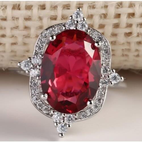Fashion Women Ring Vintage Red Zircon Stone Ring for Women Accessories Jewelry Engagement Female Casual Rhinestones Ring