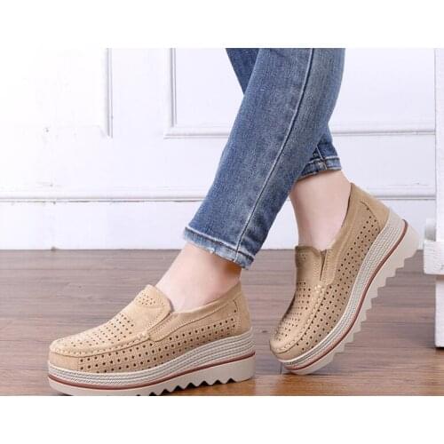 Fashion Summer Autumn Women Flat Platform Loafers Shoes Ladies Suede Hollow Casual Shoes Slip on Flats Moccasins women shoes