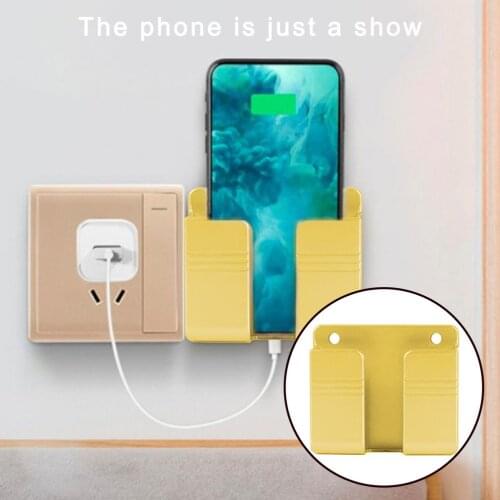 Wall Mounted Organizer Storage Box Remote Control Mounted Mobile Phone Plug Wall Holder Charging Multifunction Holder Stand