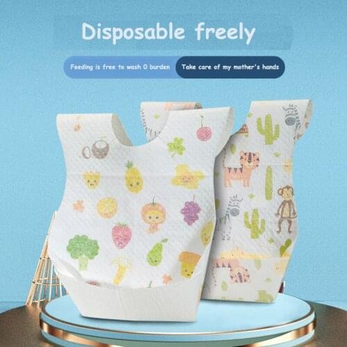 Disposable Baby Bibs Bag Set Waterproof Burp Cloth Boy Girl Cartoon Cute Convenient Soft Bamboo Fiber Newborn Supplies