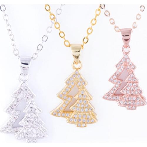 DIY Collares Para Mujer Accessories New Copper Micro-inlaid Zircon Christmas Tree Lovers Colgantes 2021 Collares Para Mujer