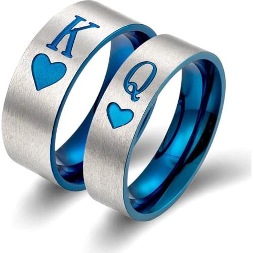 KING QUEEN Heart Couple Ring For Wedding Engagement Anniversary Men Women Promise Rings Jewelry