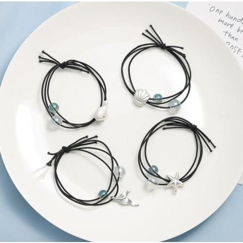 Hair band sea Crystal Elastic Hair Bands For Girl Handmade Headband Scrunchy Kids Hair Accessories Set For Women