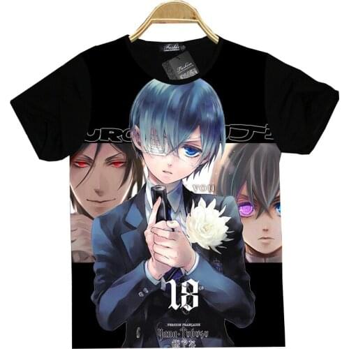 Black Butler T-shirt Sebastian Michaelis Cosplay Printed Tees Tops Japanese Anime Costume T Shirt For Men Women