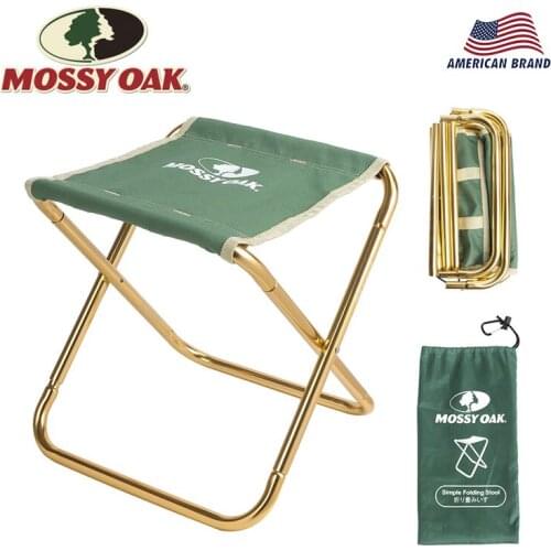 Mossy Oak Folding Stool Fishing chair Camping Chair Portable Lightweight with Green Bag and Carabiner