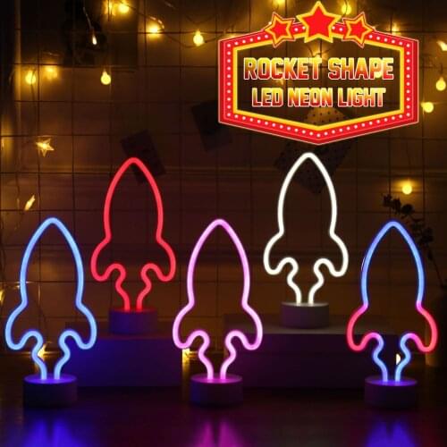 Led Rocket Shape Neon Light Usb Led Neon Sign For Room Home Party Wedding Decoration Xmas Gift Neon Lamp