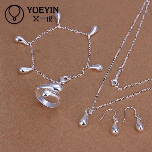 Water drop shaped jewelry womens silver plated jewelry sets Wedding Bridal jewelry S224 nakit Scena Trendy