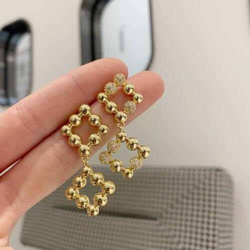 14k Real Gold Plated Fashion Jewelry Micro-inlaid Zircon Ball Luxury Long Earrings for Woman Holiday Party Daily Elegant Earring