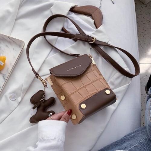 PU Leather Purses and Handbags for Women 2021 Designer Luxury Girls Female Shoppers Vintage Crocodile Pattern Box Crossbody Bags