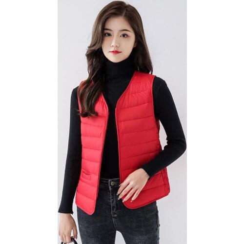 Womens Warm Vests Ultra Light Down Vest Women Matt Fabric Waistcoat Portable Warm Sleeveless Winter Liner Warm Vest