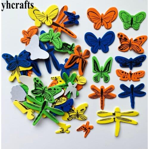 1bag/LOT,Butterfly dragonfly foam stickers Early learning educational toys Wall room ornament Scrapbooking kit Spring Easter OEM