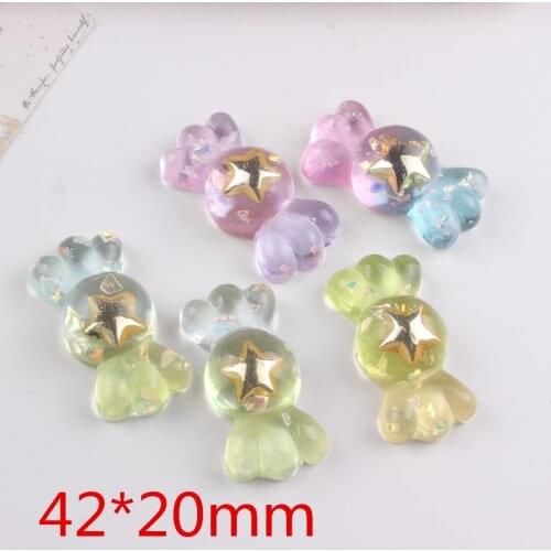 10pcs/lot flat back resin cabochons accessories kawaii resin candy with glitter mix colors