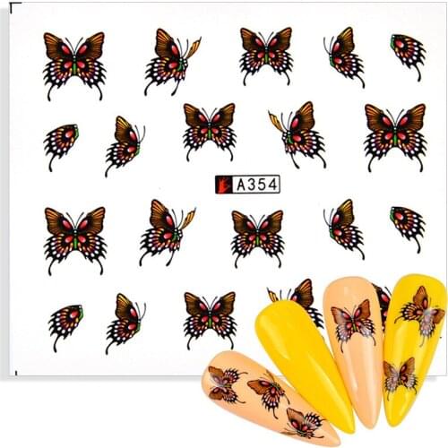 2021 New Arrived 3D Watermark Nail Water Transfer Stickers Decals Colorful Butterfly Stickers Nail Art Decoration