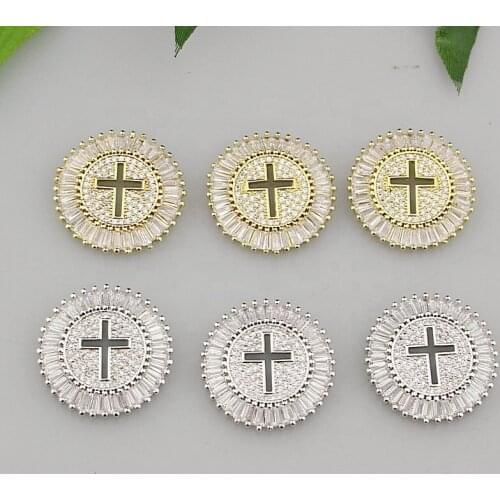 25mm 10pcs/lot Fashion cross cz charm,delicate zirconia micro pave pendant,diy necklace jewelry cheap accessories