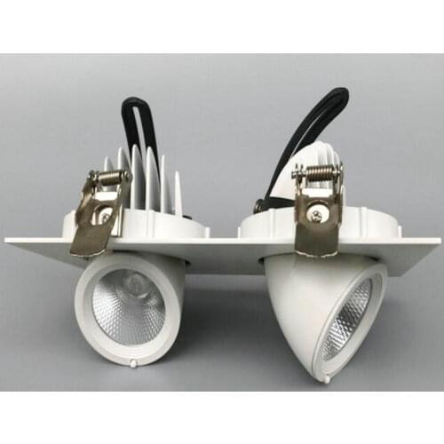 2x12W CREE Rotate 360 degrees Dimmable Double heads COB Aluminum Recessed Square 24W COB LED ceiling Downlight 5 years warranty