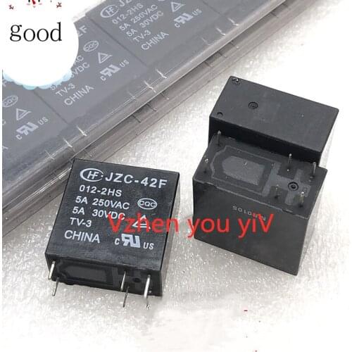 5pcs-100pcs/lot power relay HF JZC-42F 012-2HS 12VDC 6 foot new 5A DC12 two normally open