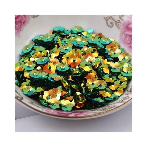 50g/lot PVC Sequins 5mm Flower With 1 Center Hole Plum Blossom Cup Loose Sequins Black Green Spangles