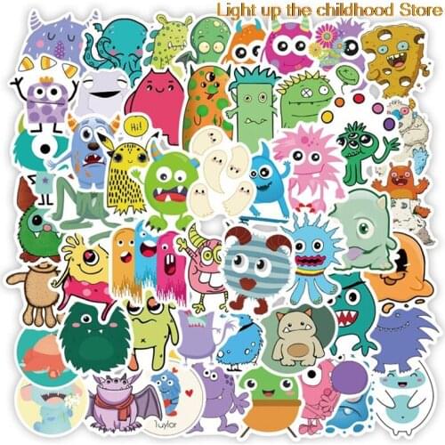 50Pcs/Pack Cartoon Monster Stickers Kids Graffiti Waterproof Decals For Skateboard Bicycle Car Childrens Toys Gift Sticker