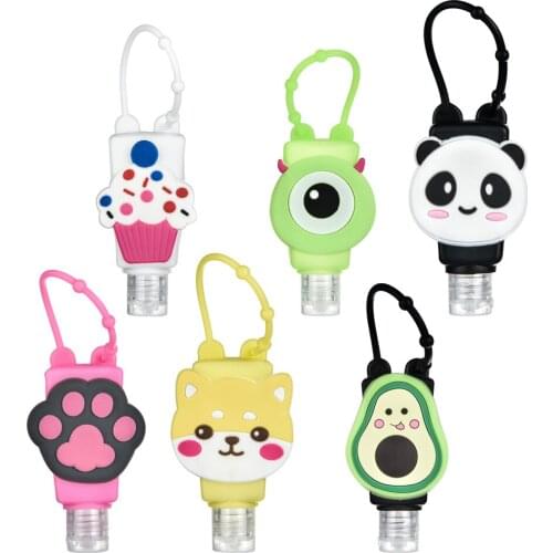 6pcs Cartoon Mini Hand Sanitizer Split Bottles Travel Portable Hand Gel Holder Split Bottles No Clean Detachable Cover Bottle