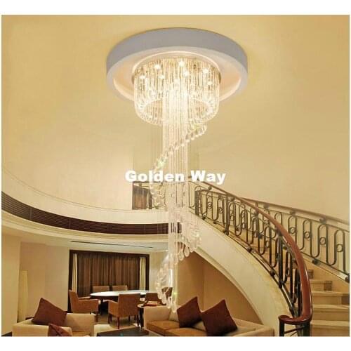 Free Shipping Modern K9 Crystal Pendant Lamp Suspension Crystal Rotate Villa Stairs Pendant Lighting Dining Room Lamp Droplight