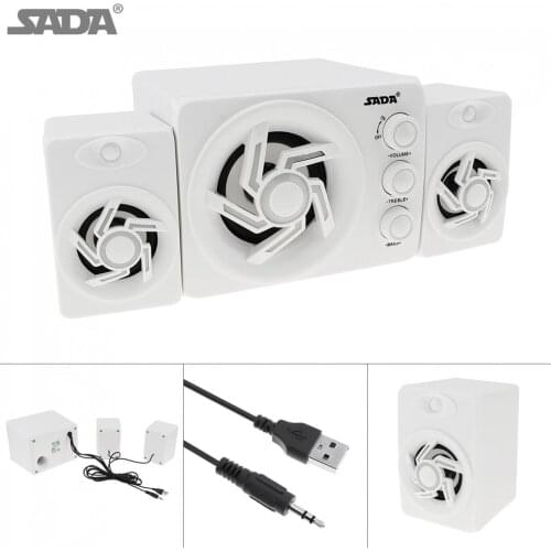 SADA D-209 D-211 2.1 Full Range 3D Stereo USB2.0 Subwoofer Bass PC Speaker Music USB Computer Speaker for Desktop TV Smartphone