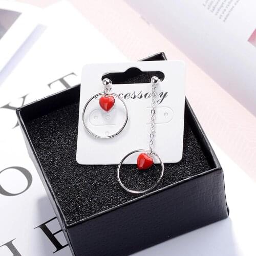 Chandler Bohemia Circle Heart Earring Asymmetry Long Short Geometry Round Enaml Love Charm Drop Fashion Jewelry EH043