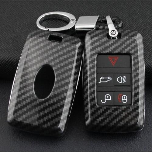 ABS Carbon Fibre Car Key Case Car Remote Shell Cover Fit For Landrover Discovery RangeRover Sport Evoque Protector Auto Keychain