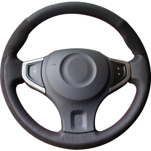 Black Natural Leather Black Suede Car Steering Wheel Cover for Renault Koleos 2009-2014 Samsung QM5