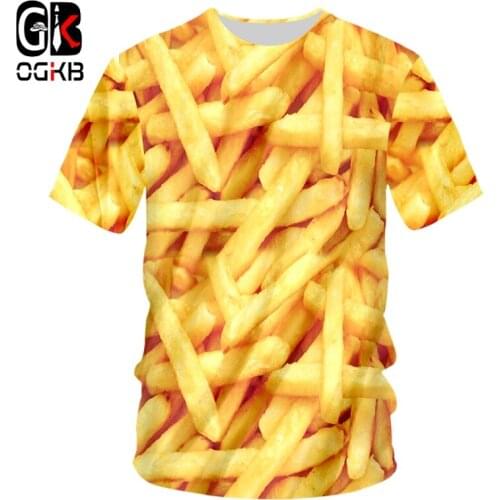 OGKB T Shirts Male Fashion Short edibles 3D Tee Shirt Printed Erench fries Casual 5XL 6XL Garment Homme Summer T-shirt