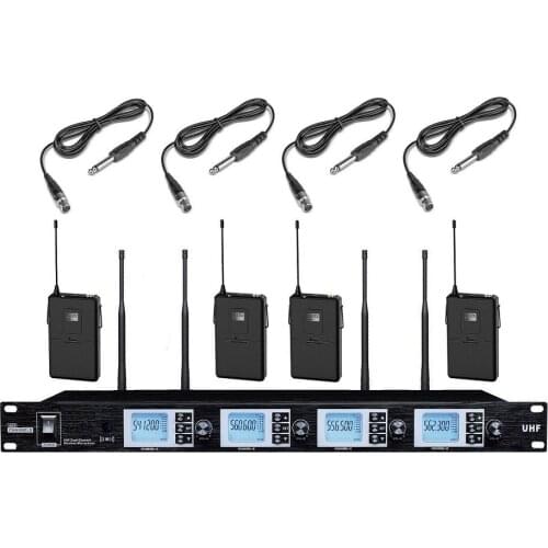 Bolymic Guitar Wireless System 4 Bodypack 4 Channel Performance Mic,For Electric Guitar
