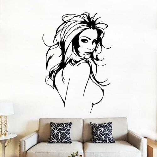 Naked Sexy Lady Wall Decals naked Woman silhouette Vinyl Wall Decal Sticker Manga Anime Girls Man Bedroom Decor Stickers C057